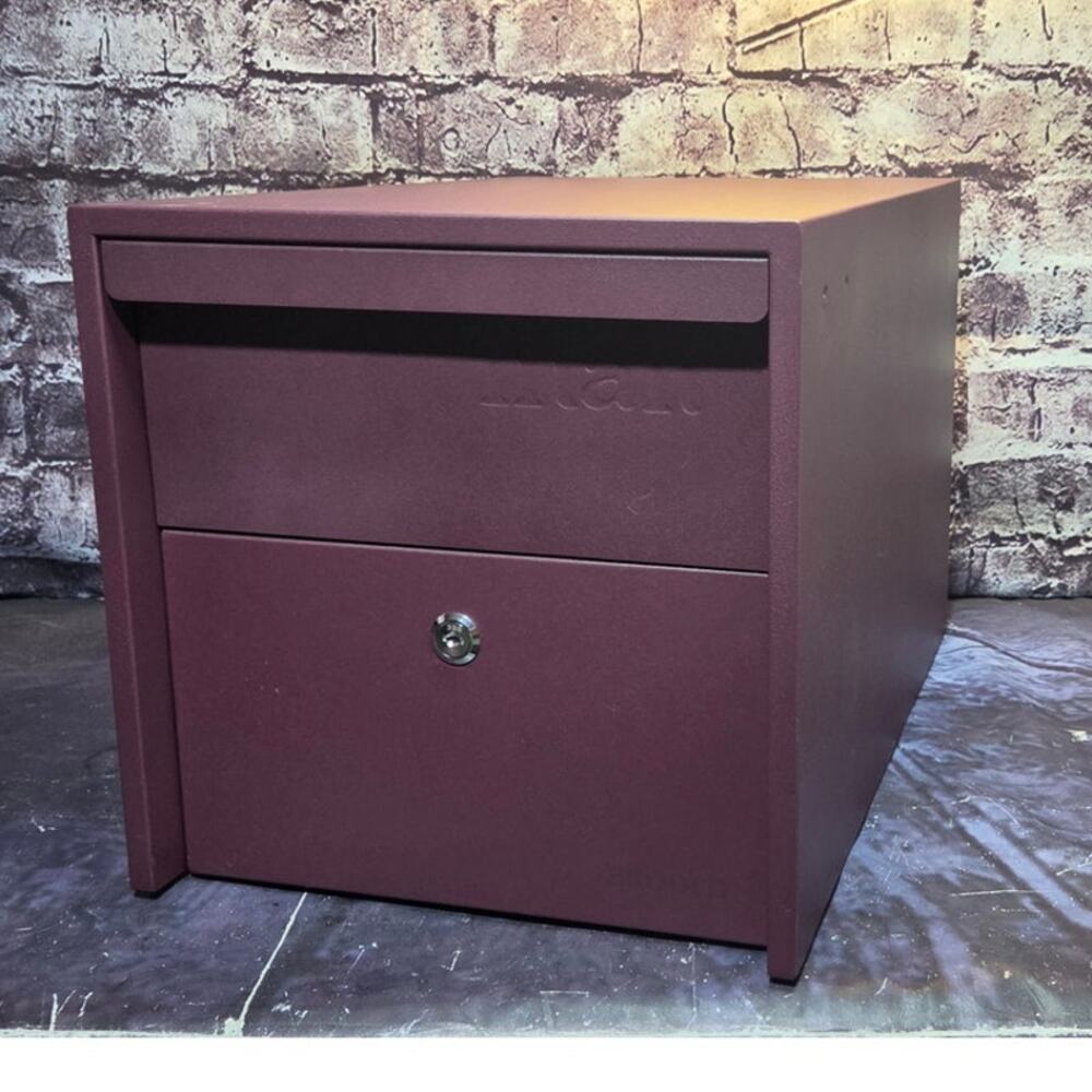 Modern Antitheft Lockable Mailbox Weatherproof Maroon by Adoorn